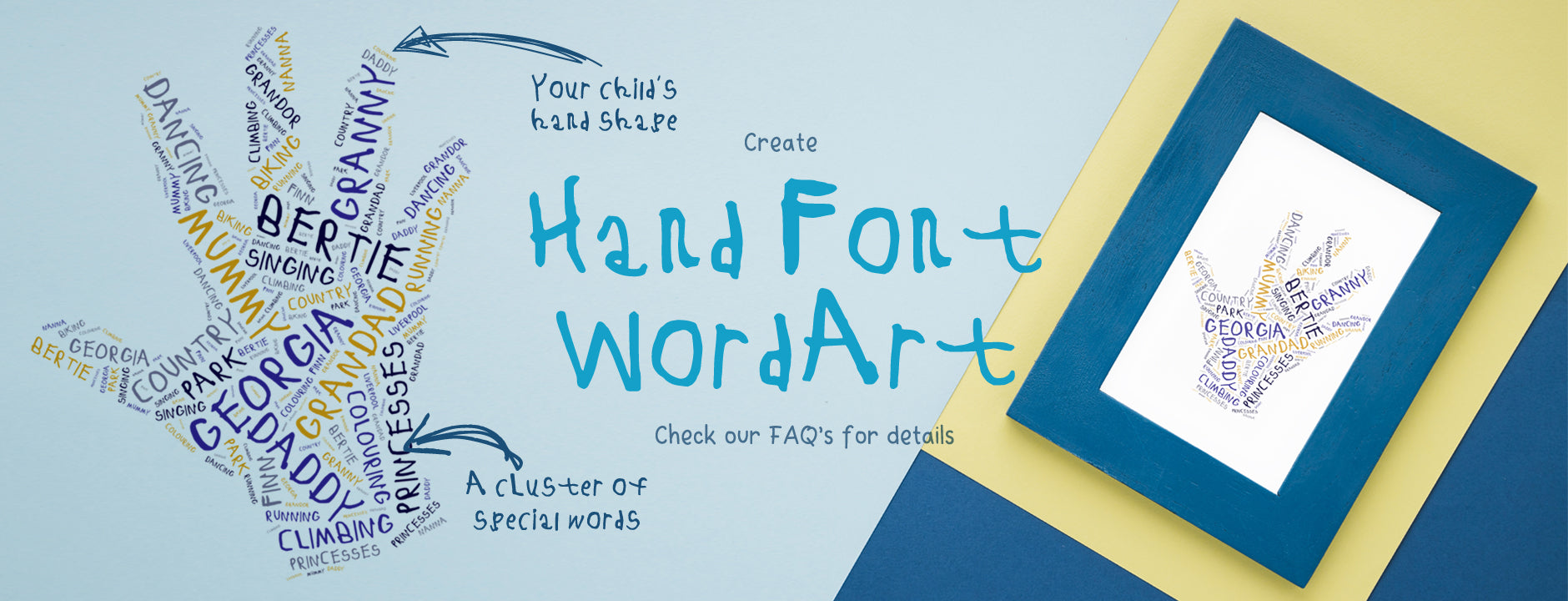 A wonderful creative gift - use your new font to create your own wordart. Perfect for a gift to mum, dad, grandparents, family and friends.